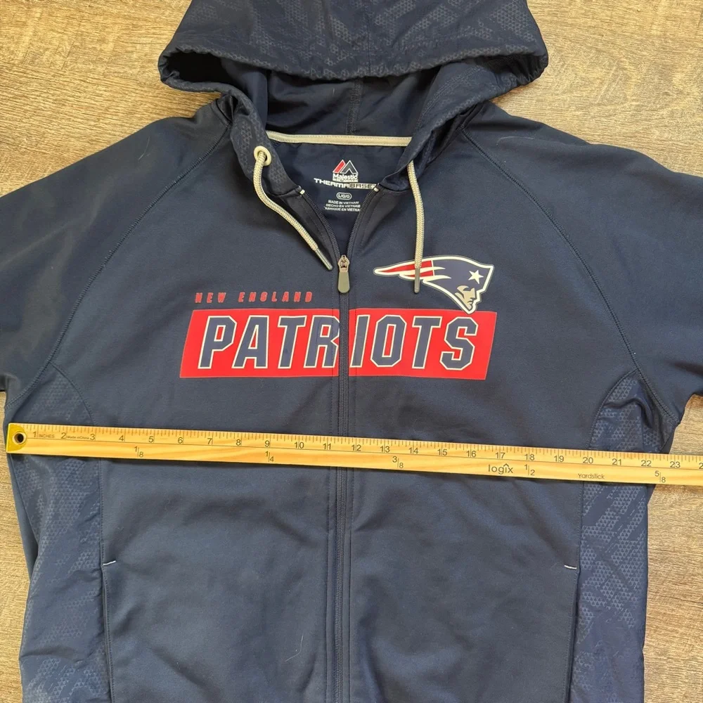 New England Patriots Full Zip Hoodie Men's Large Blue Majestic - Picture 6 of 10